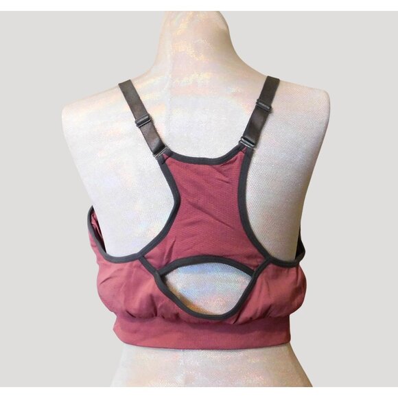 Reebok Sports Bra Racerback 2XL Pink Gray Trim Adjustable Straps Removable Pads - Picture 3 of 8